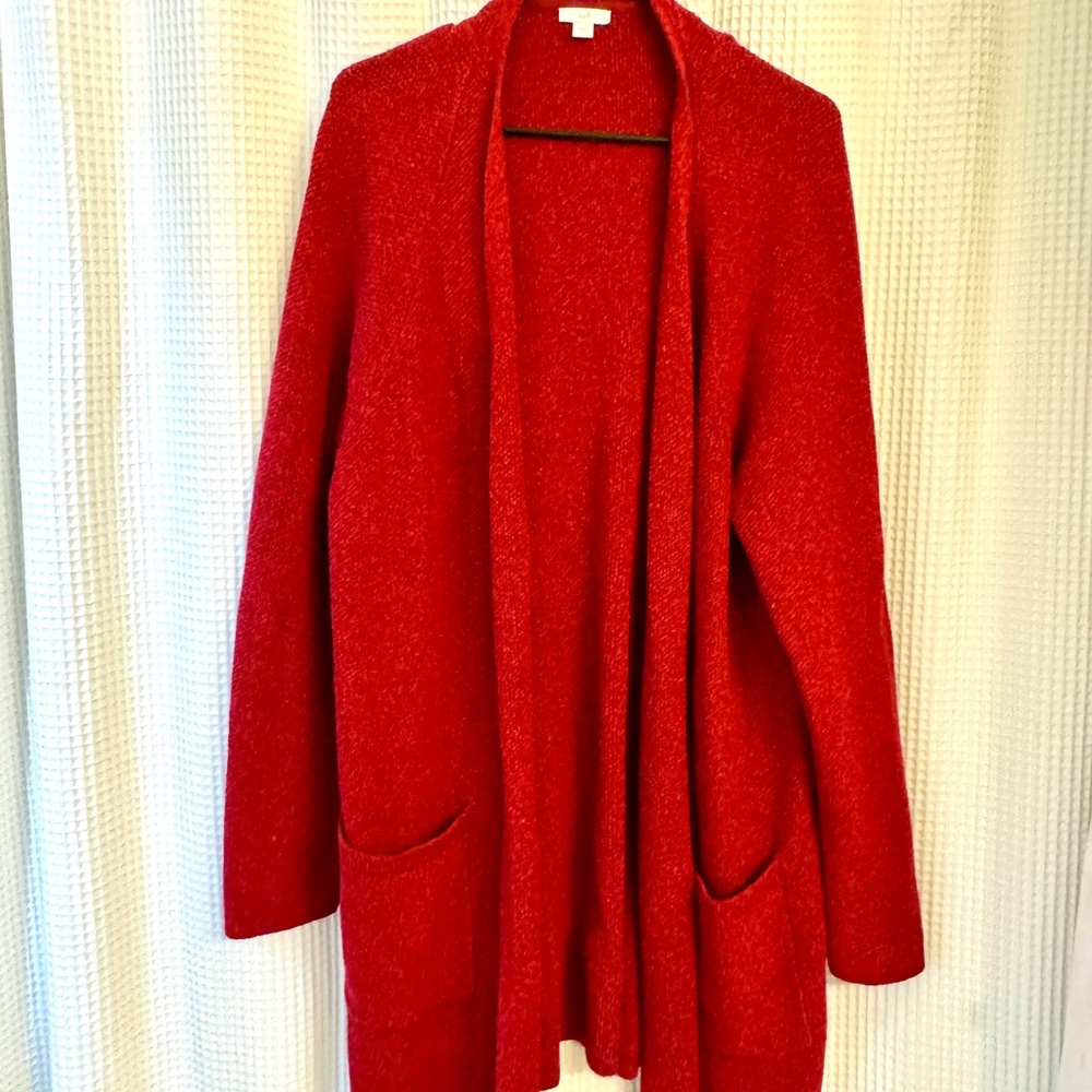 J. Jill Red Sweater Jacket Open Front